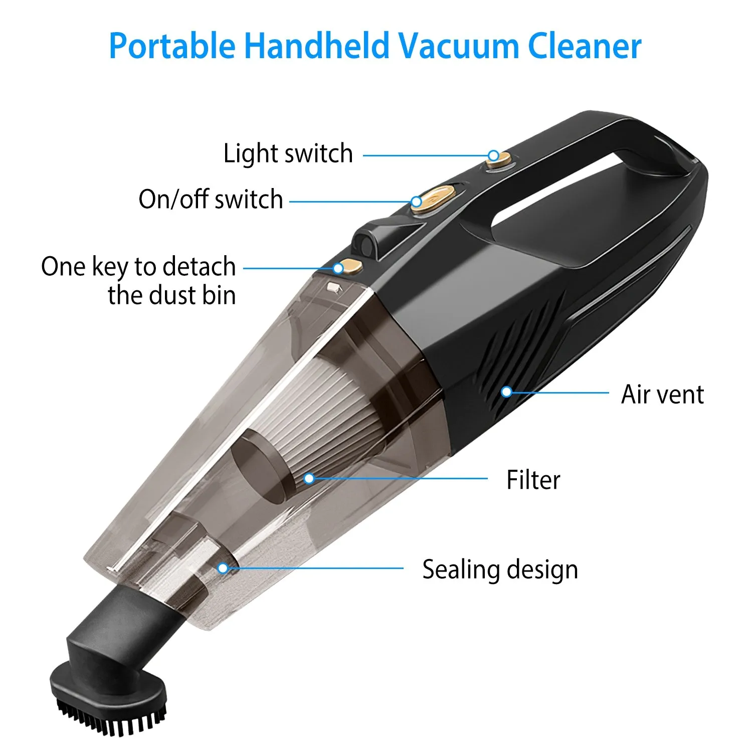 120W 8000PA Handheld Cordless Car Vacuum Cleaner with Accessory kit