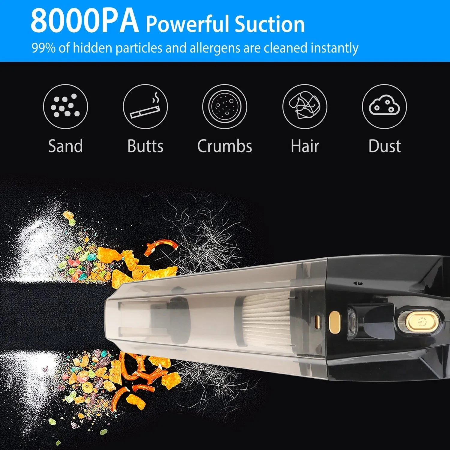 120W 8000PA Handheld Cordless Car Vacuum Cleaner with Accessory kit