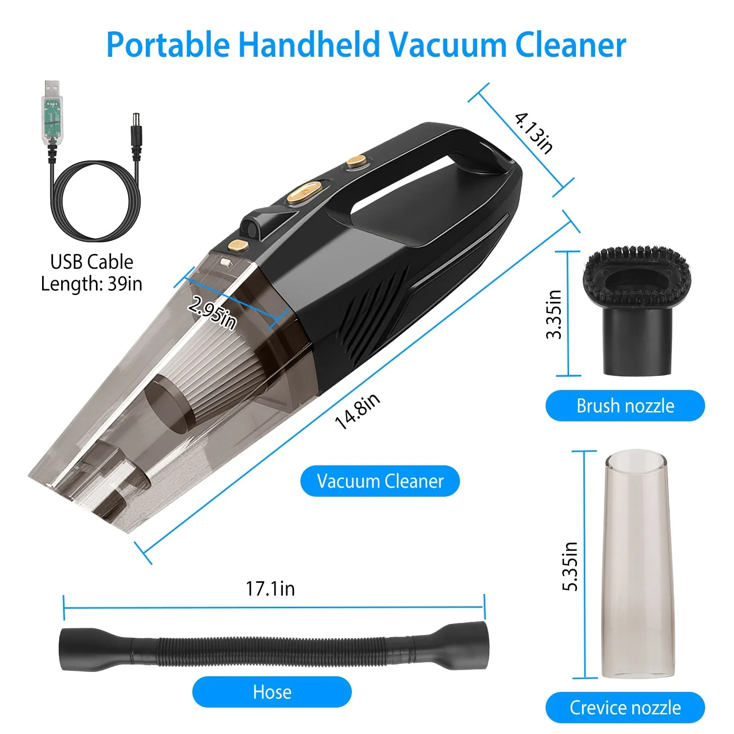 120W 8000PA Handheld Cordless Car Vacuum Cleaner with Accessory kit