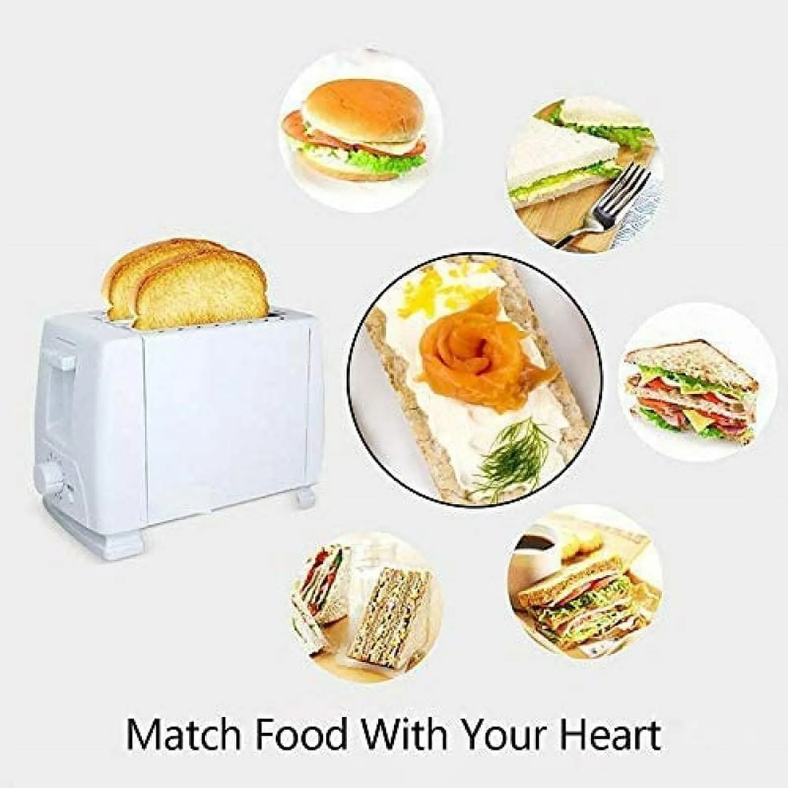 2 Slice Toaster Portable Household 800W with 7 Temperature Settings, Movable Bread Crumb Tray, Retractable Caster Attachment Automatic Toast Sandwich Maker