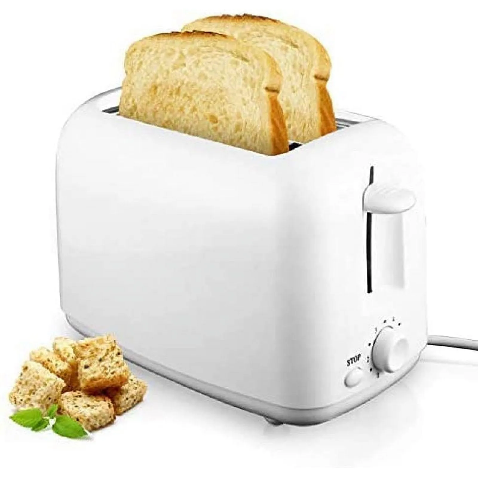 2 Slice Toaster Portable Household 800W with 7 Temperature Settings, Movable Bread Crumb Tray, Retractable Caster Attachment Automatic Toast Sandwich Maker