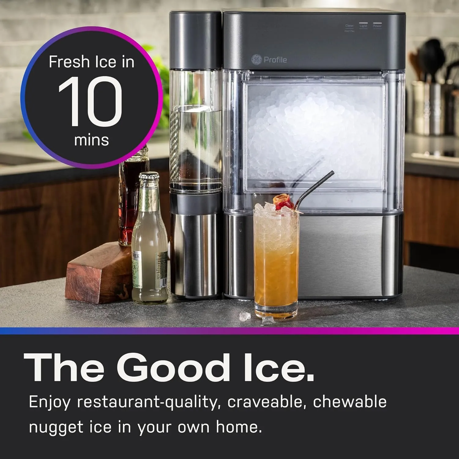 2.0 Countertop Nugget Ice Maker, 38 lbs/24hrs, WiFi-Enabled, Stainless Steel, Scoop Included