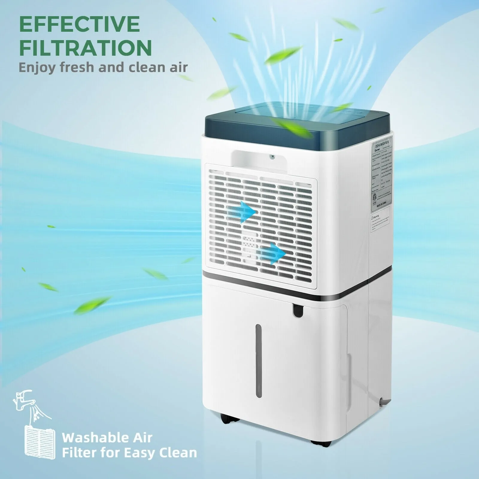 24 Pints 1500 Sq. Ft Dehumidifier for Medium to Large Room with Indicator