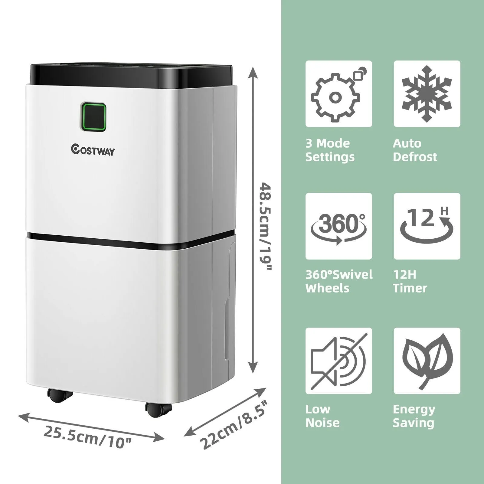 24 Pints 1500 Sq. Ft Dehumidifier for Medium to Large Room with Indicator