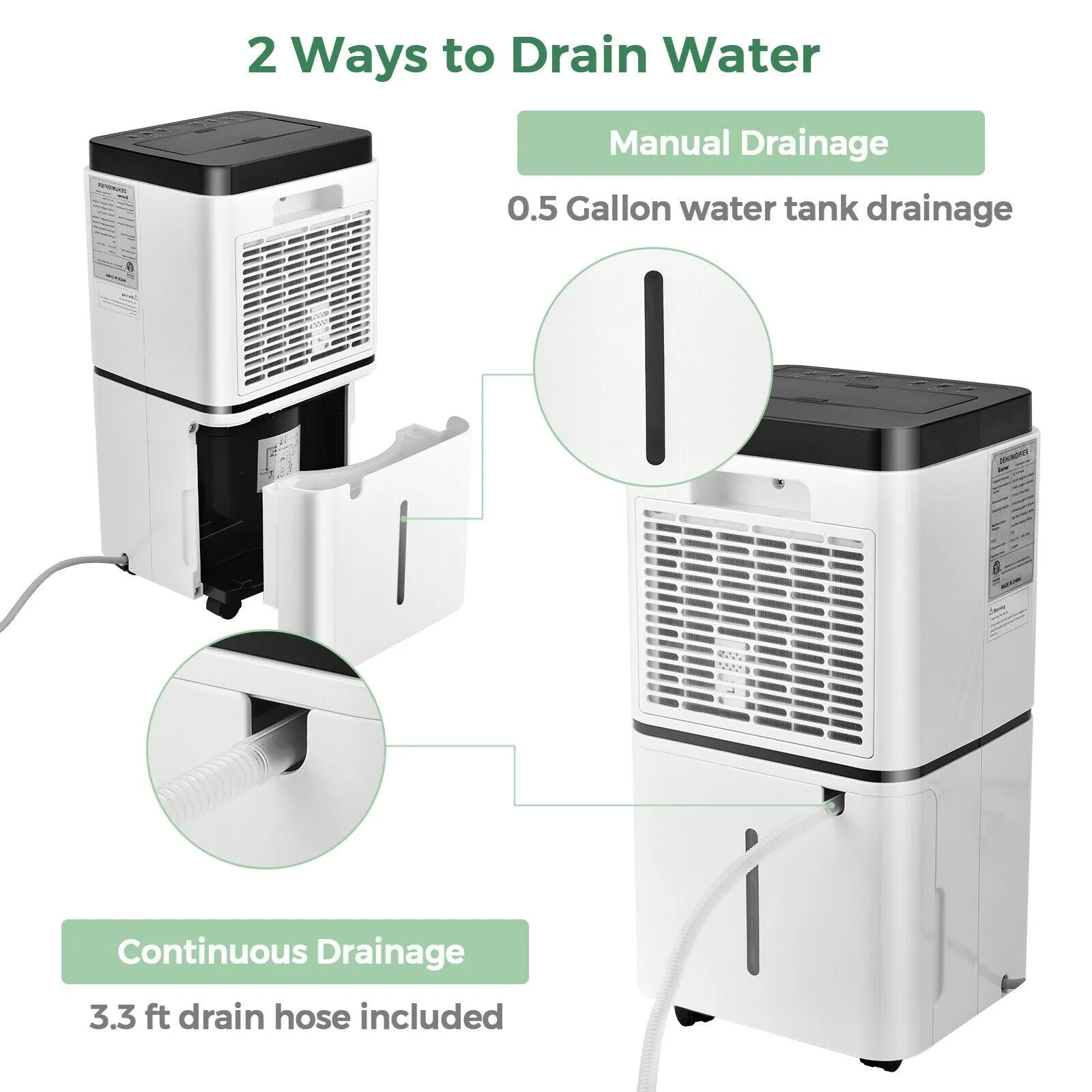 24 Pints 1500 Sq. Ft Dehumidifier for Medium to Large Room with Indicator