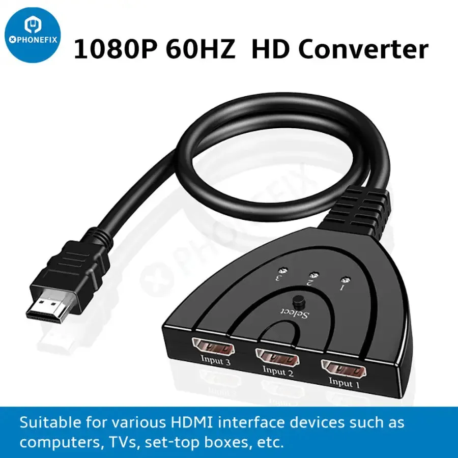 3 in 1 Out HDMI Multi Display Auto Switcher with 0.4M HDMI Cable