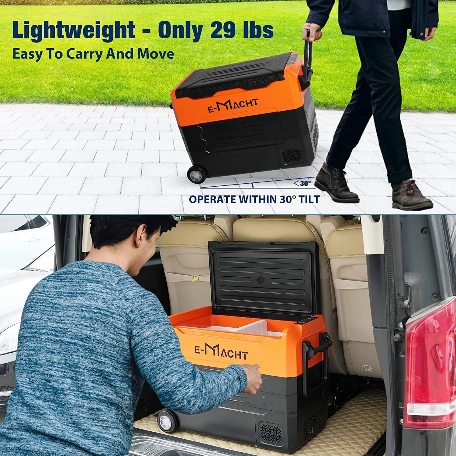 52 Quart Car Refrigerator 12Volt Portable Dual Zone Freezer WIFI APP Control RV Car Refrigerator with LED light, -4°F∽ 68°F