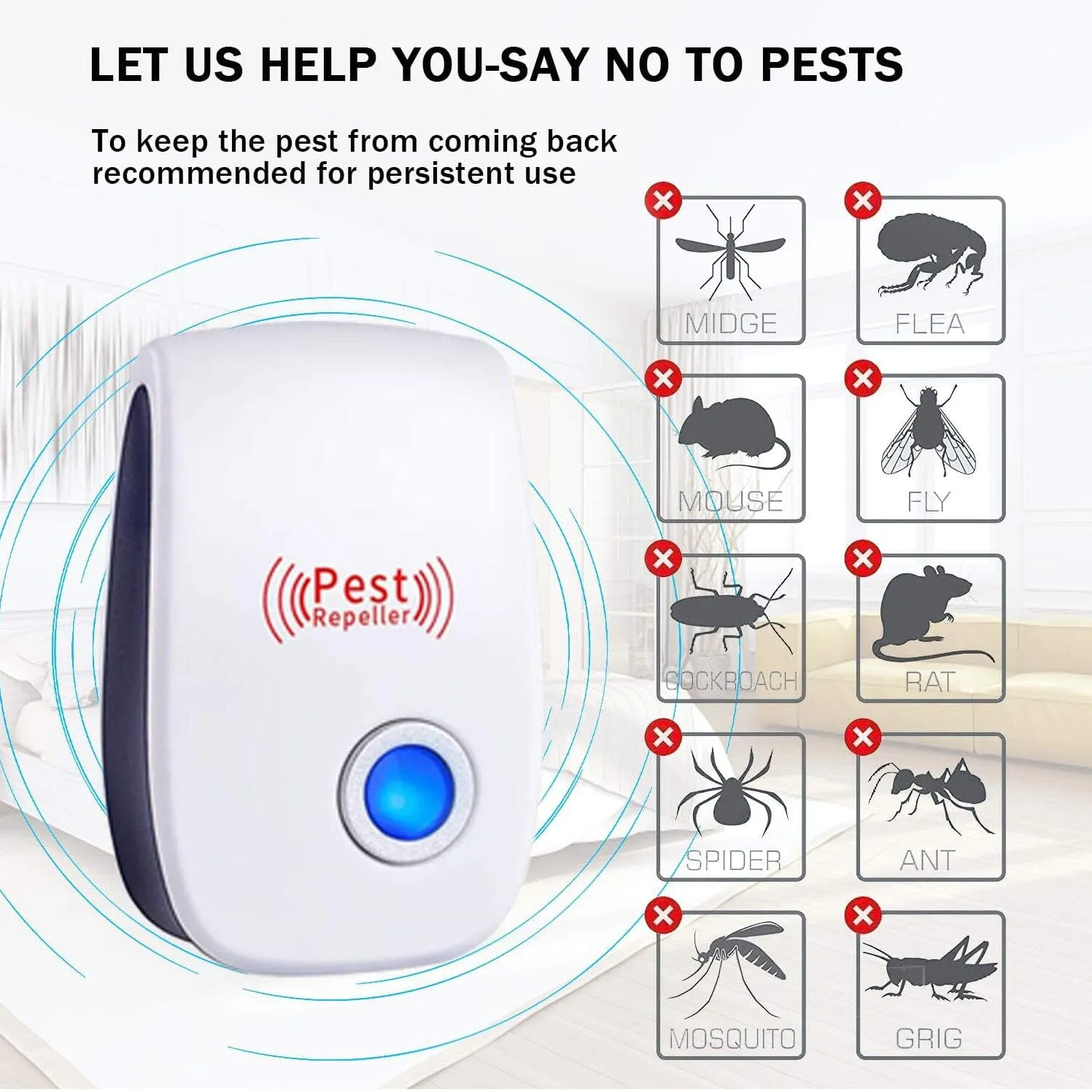 6-Pack: Ultrasonic Pest Repeller Electronic Plug in Pest Control