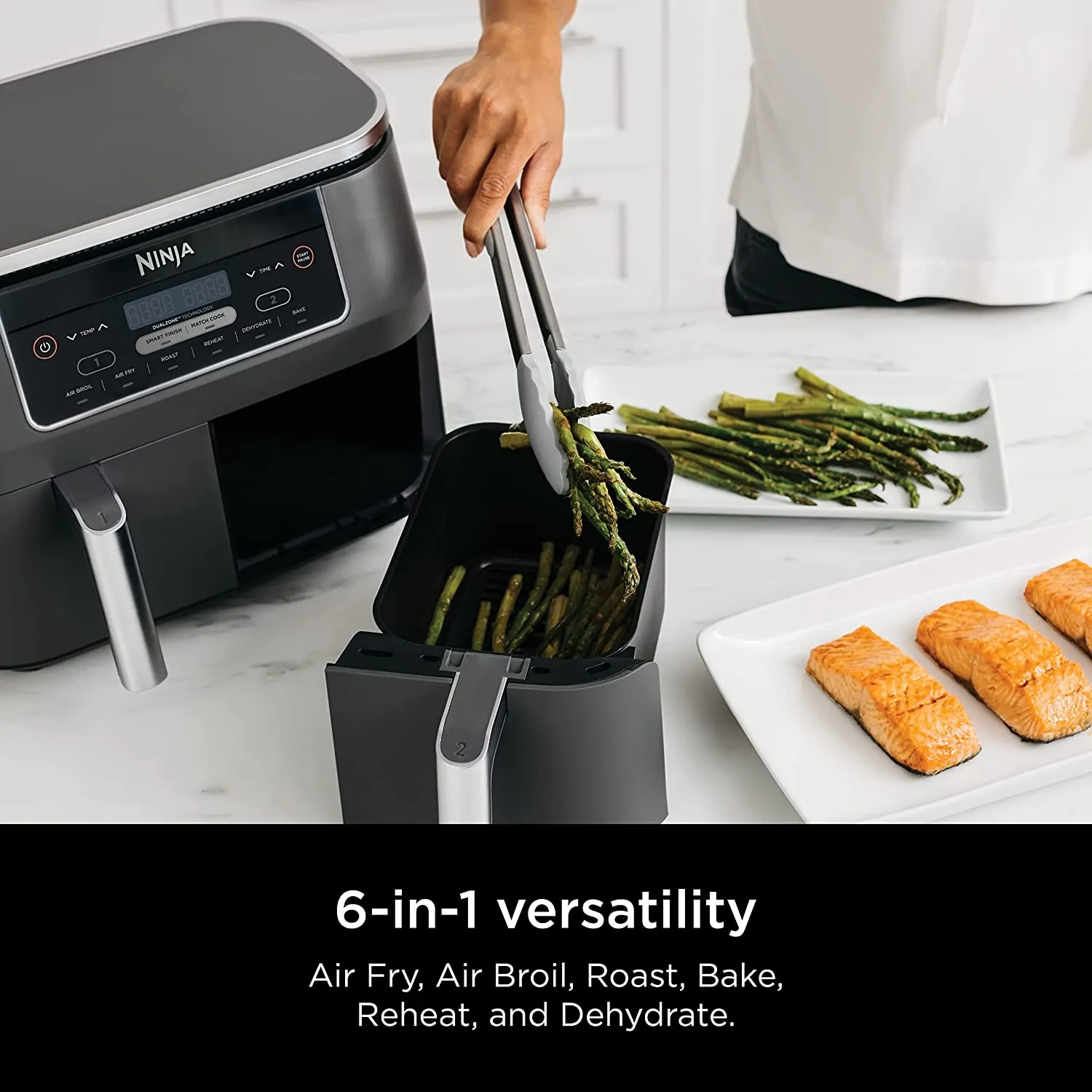 8 Quart 6-in-1 DualZone 2-Basket Air Fryer with 2 Independent Frying Baskets