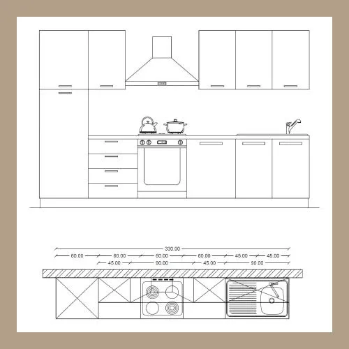 Block Kitchen with Appliances 300cm