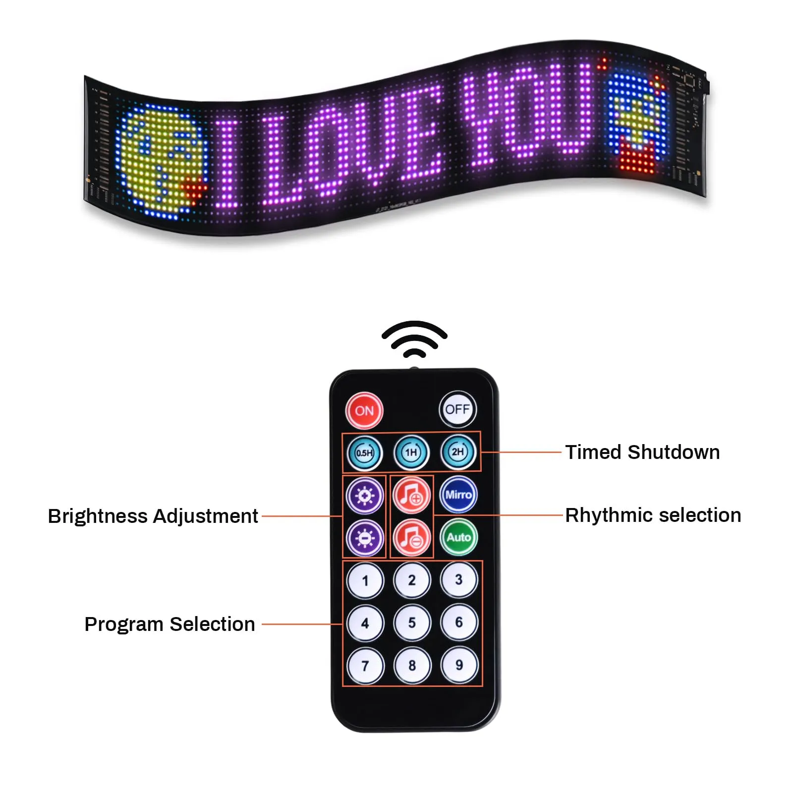 Bluetooth App Control LED Car Sign,Programmable Flexible USB 5V LED Matrix Panel,Custom Text Pattern Animation Scrolling LED Display for Car Windows Store Party Bar Decor 23''x5''