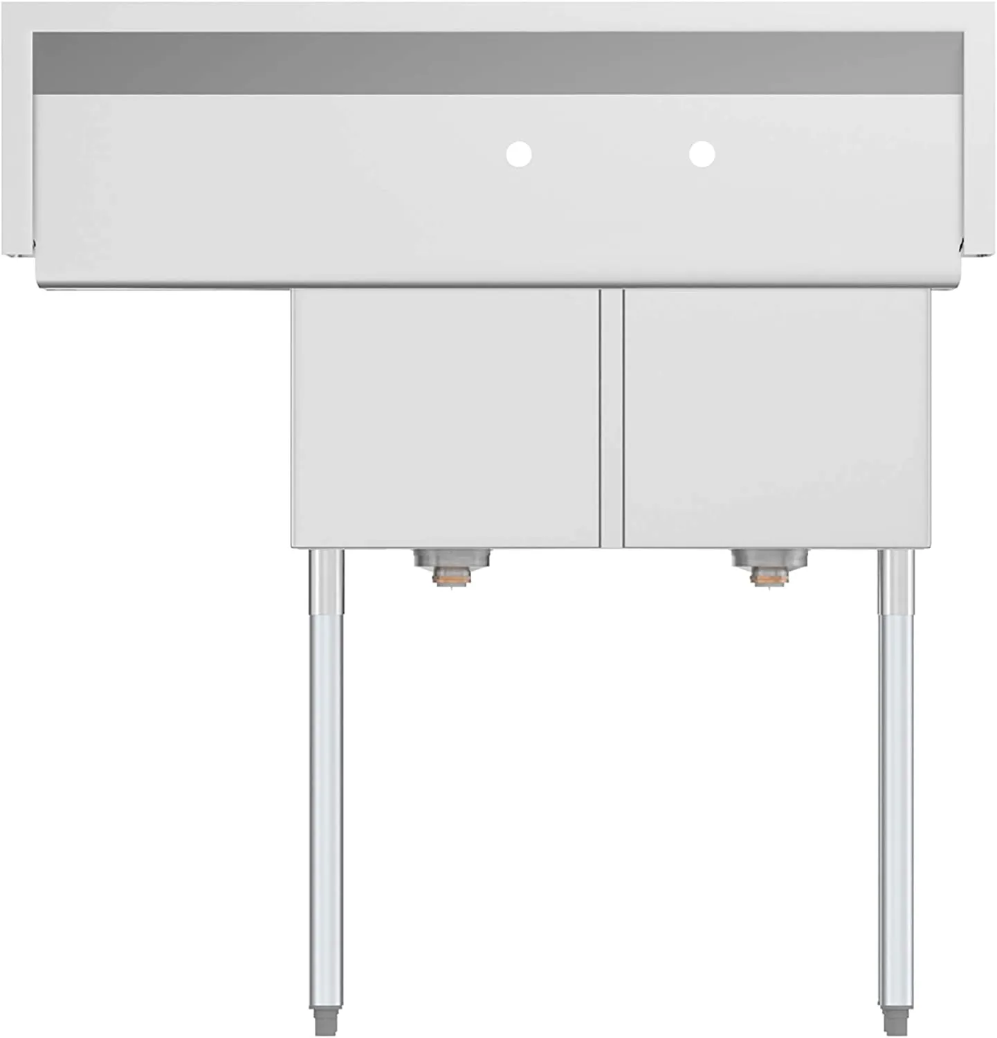 Commercial Kitchen Prep & Utility Sink with Drainboard, 2 Compartment Stainless Steel - Bowl Size 14" x 16" x 11"