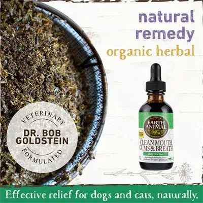 Earth Animal Organic Herbal Remedies Clean Mouth, Gums & Breath for Dogs & Cats, 2 oz. Bottle