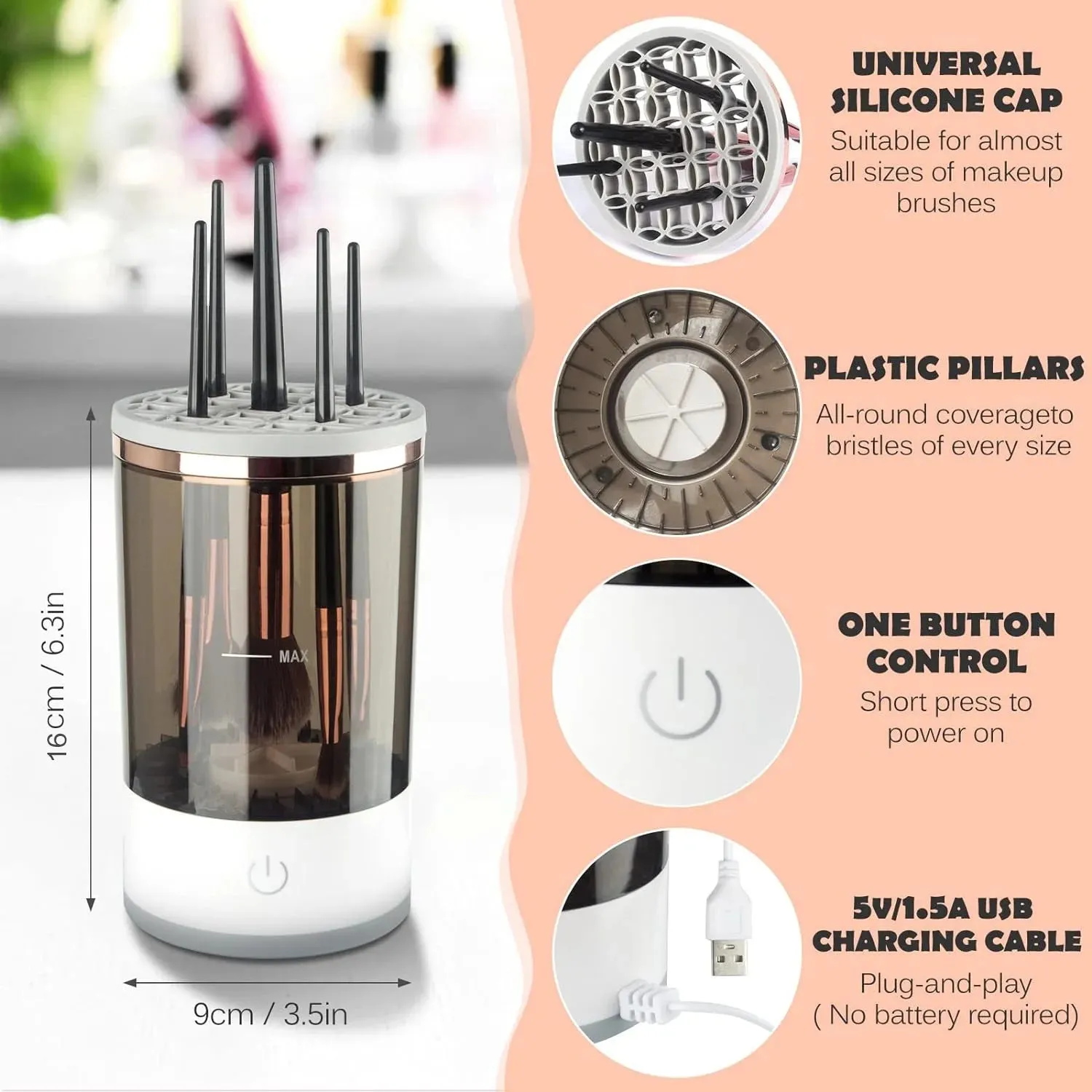 Electric Cosmetic Brush Cleaner Automatic Spinning