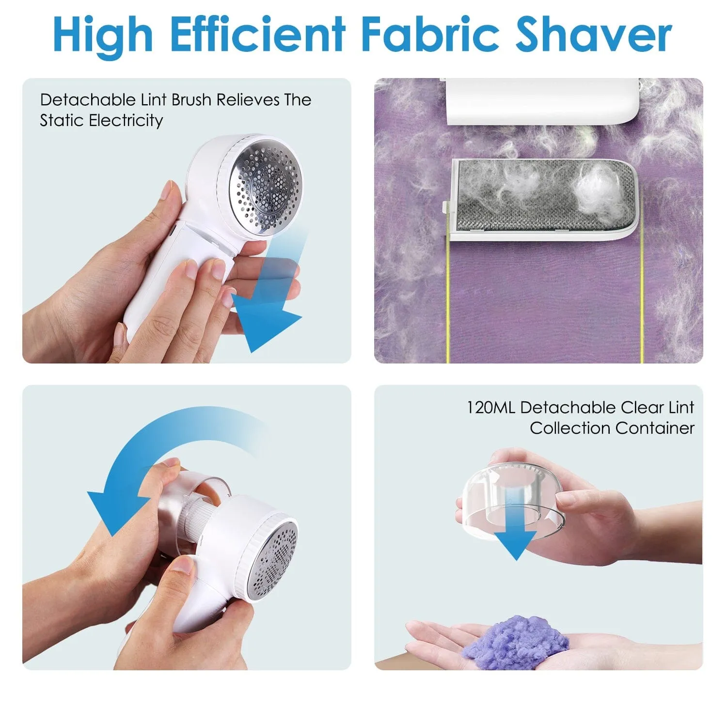 Electric Fabric Shaver with 3 Speeds Lint Brush Digital Display