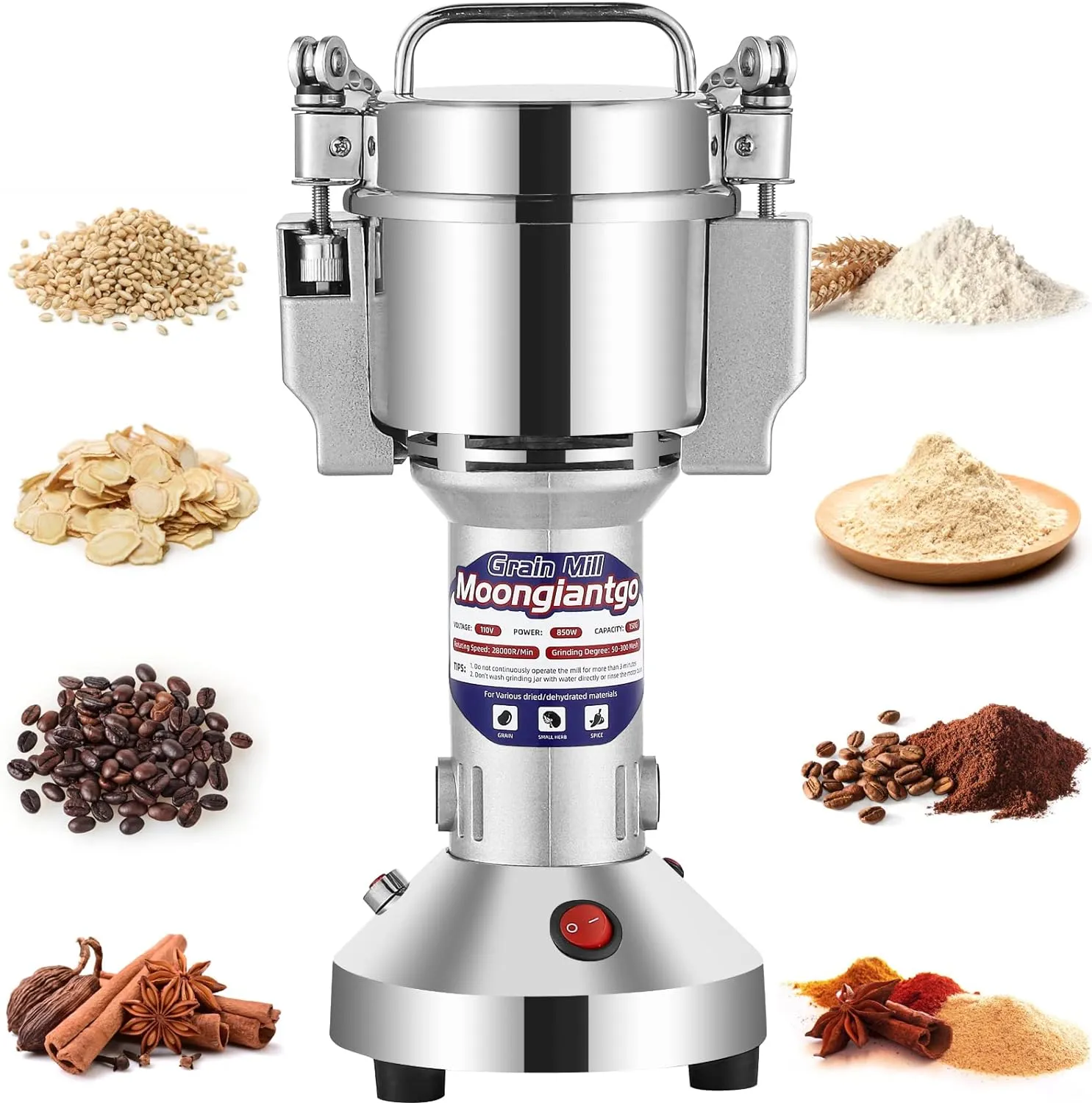 Electric Grain Mill Grinder, Commercial Spice Grinder Stainless Steel