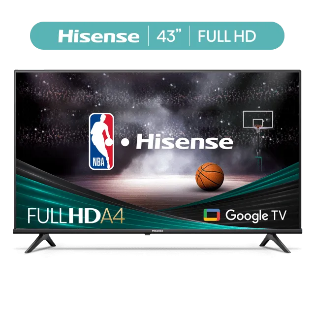 Hisense 43-Inch A4 Series LED Smart TV - Full HD 1080p, Google TV, Model 43A45K