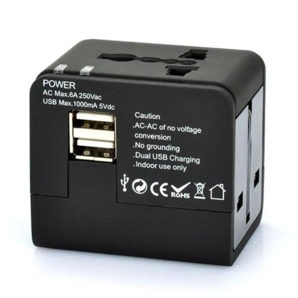 International Power Plug Travel Adapter with 2 USB Ports - Works for 150  Countries