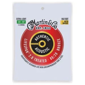 Martin MA180T 80/20 Bronze Guitar Strings - .010-.047 Extra Light 12-string