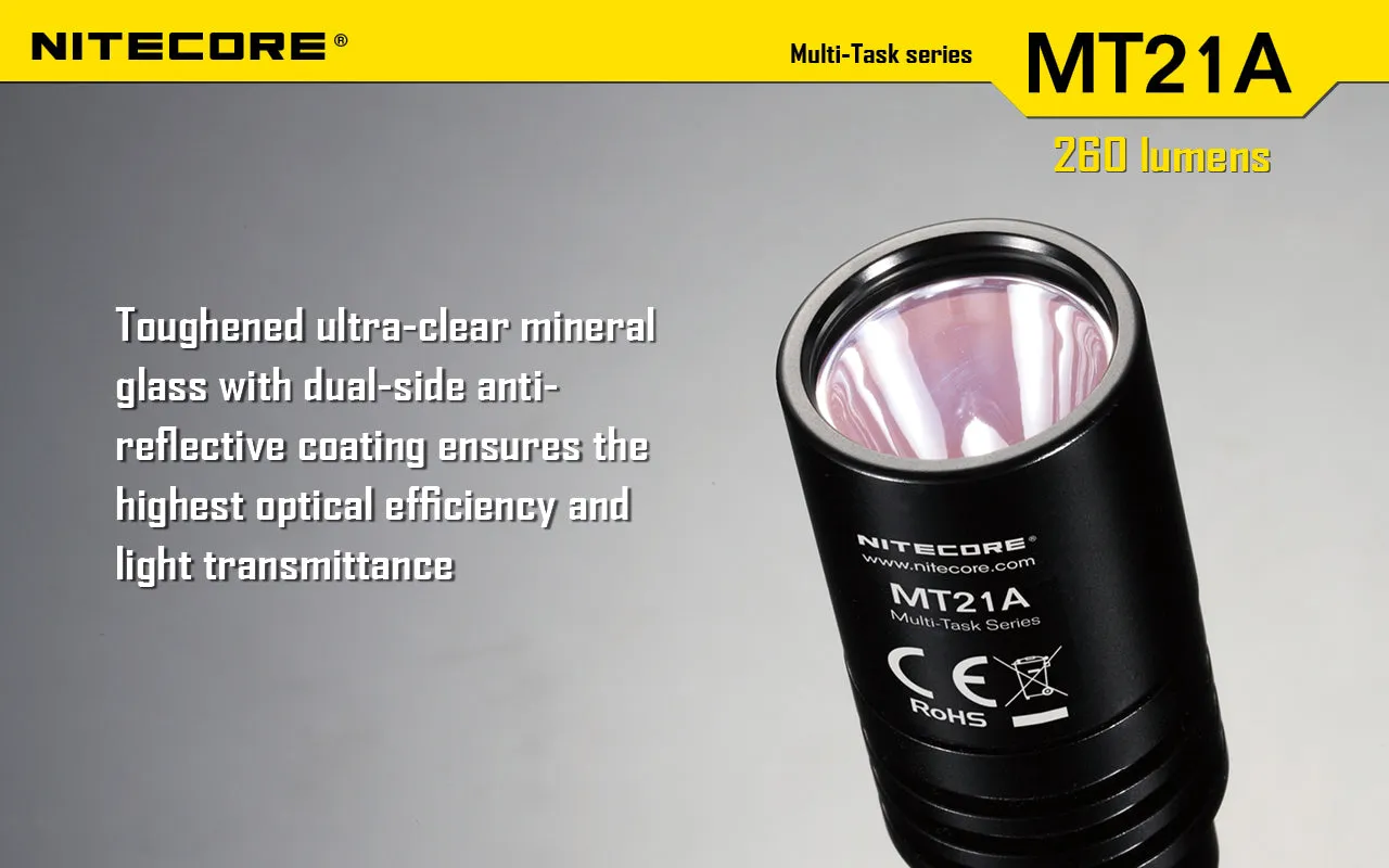 Nitecore MT21A Ultra Long Range led flashlight using 2 x AA batteries with holster