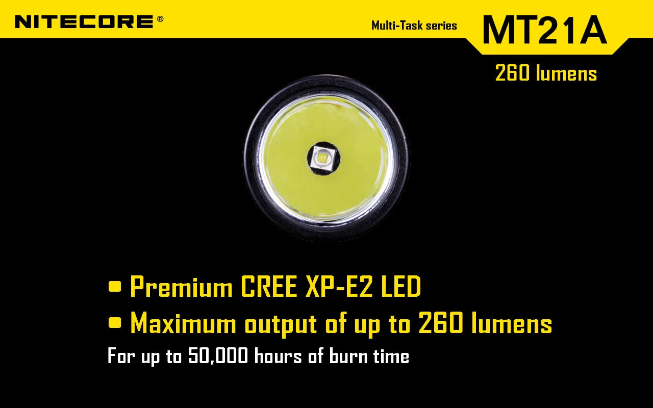 Nitecore MT21A Ultra Long Range led flashlight using 2 x AA batteries with holster