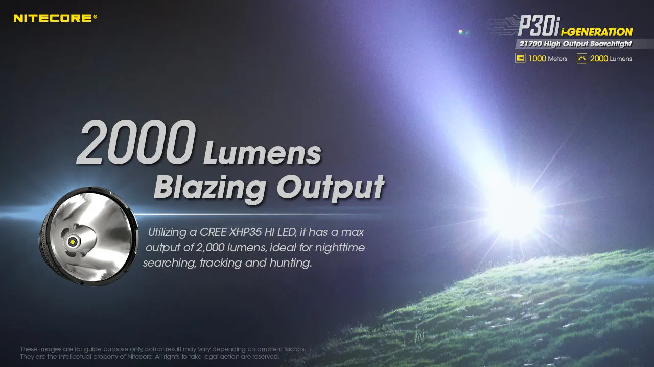 Nitecore P30i i-Generation Hunting Kit with 21700 USB C Rechargeable High Output Searchlight with 2000 lumens at 1000 meters throw