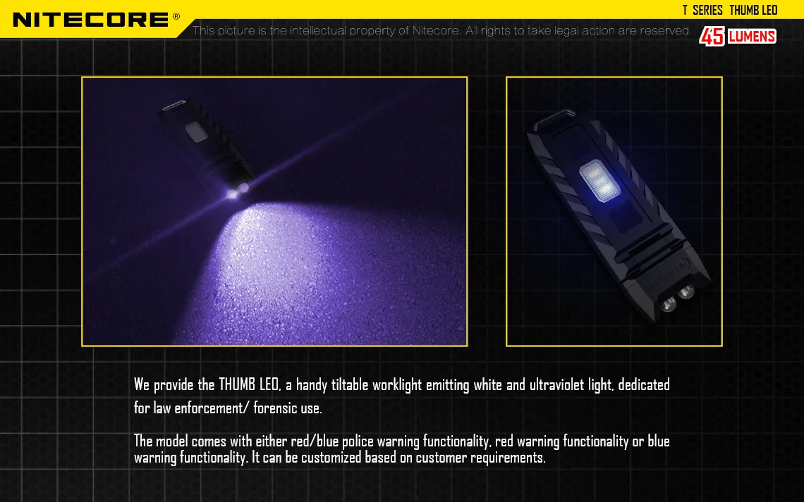 Nitecore THUMB 85 Lumens USB Rechargeable White & Red LED Keychain Light