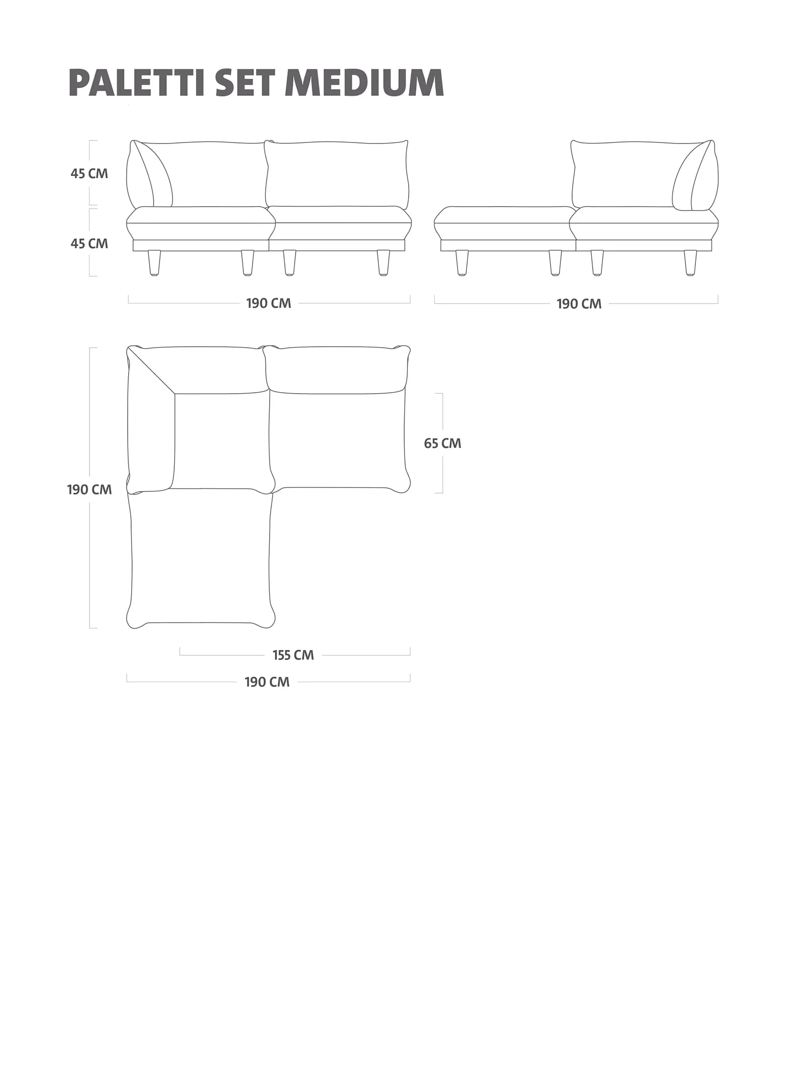 Paletti Outdoor Sectional Sofa<p> 3-seater