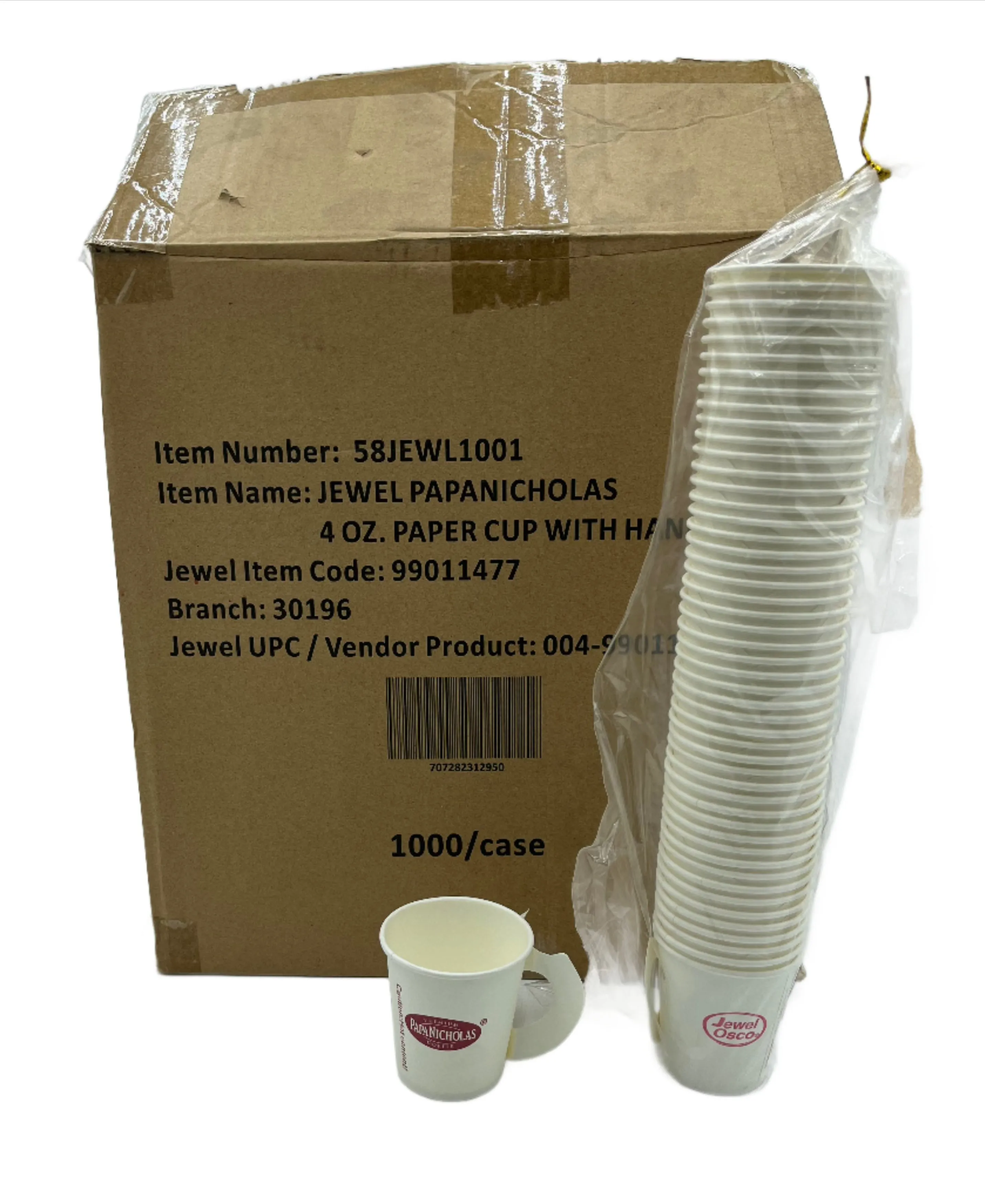 Paper Cups with Handles. 4 oz.  Case of 1000