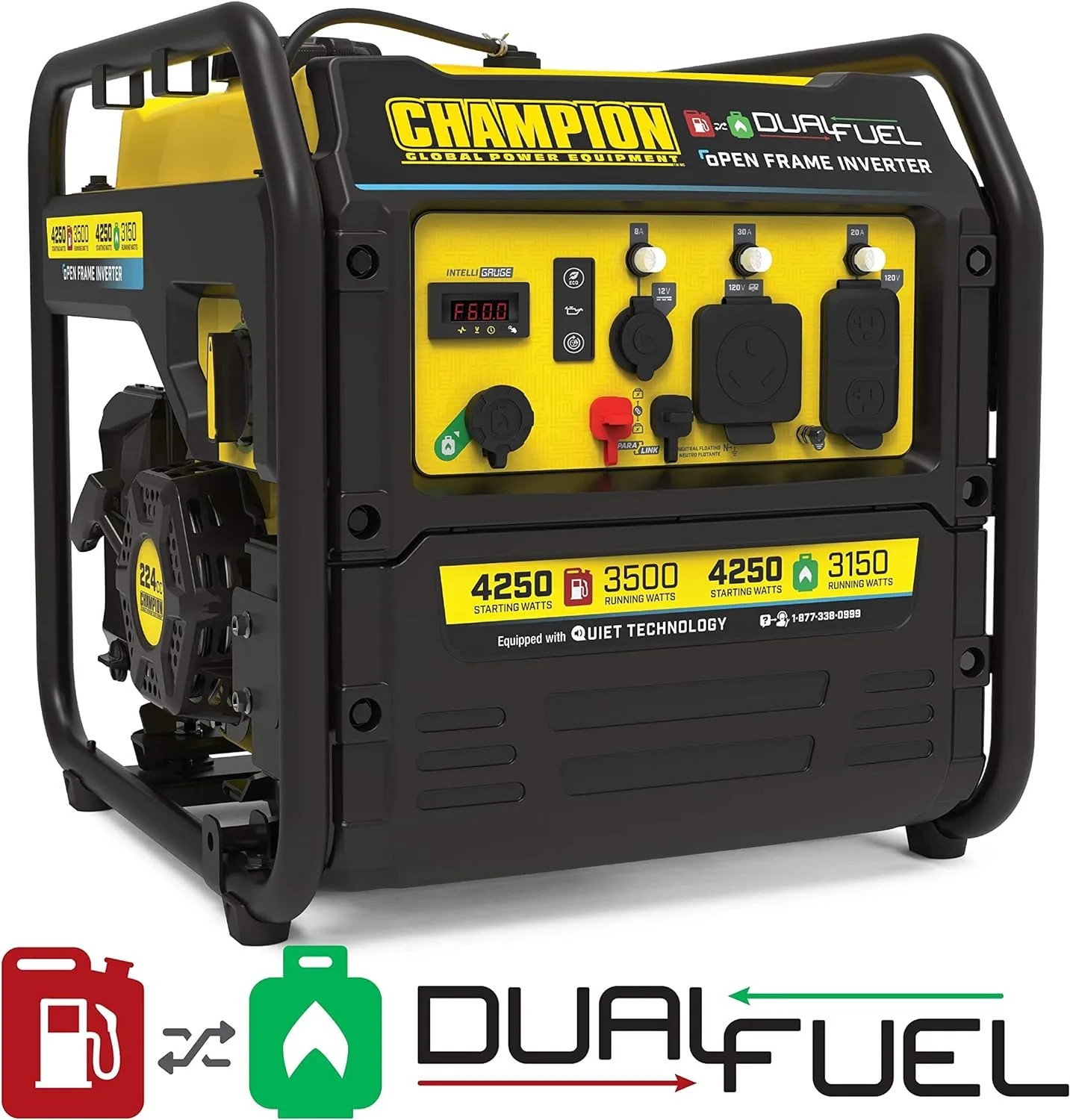 Portable Open Frame Inverter Generator with Quiet Technology