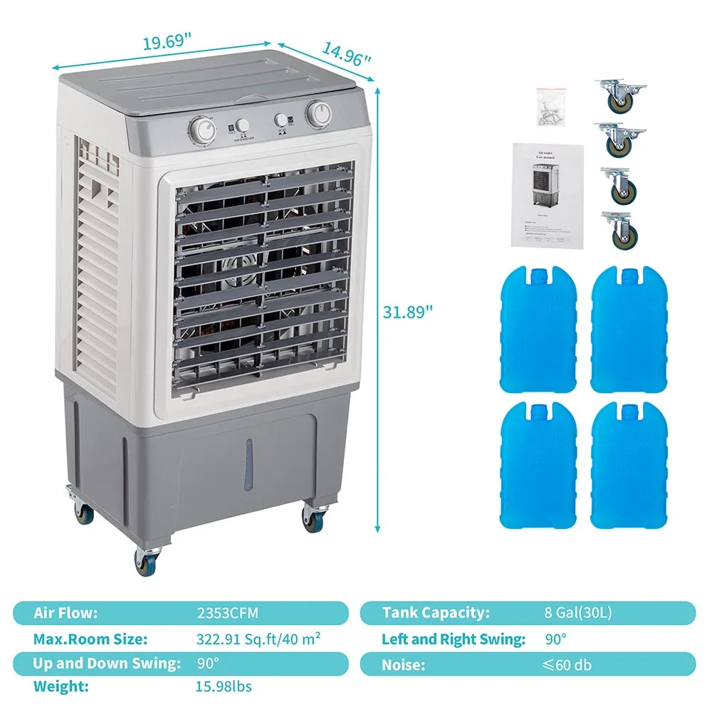 TheLAShop Swamp Cooler for Garage Cooler Fan 2355CFM 8Gal 80W