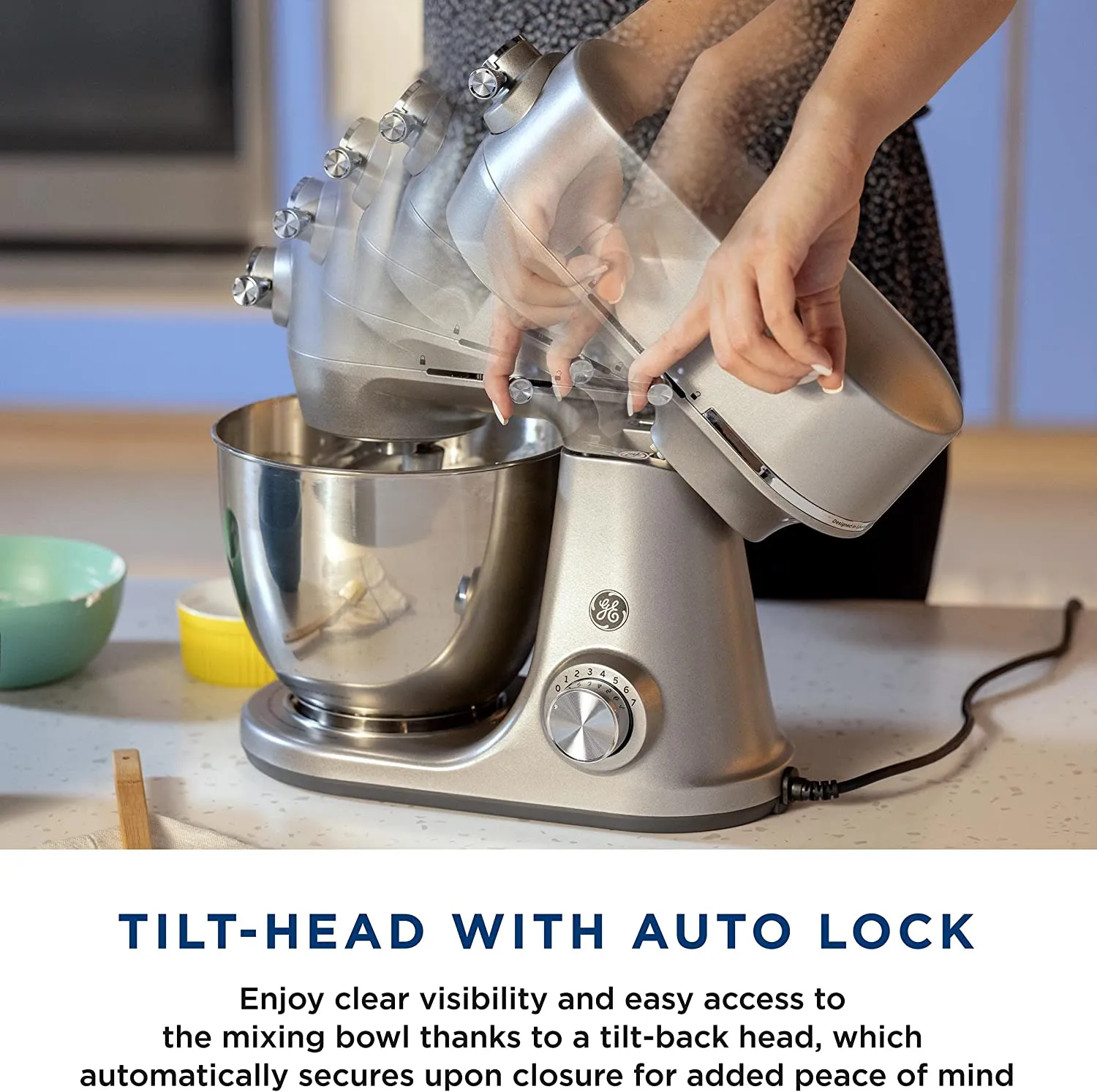 Tilt-Head Electric Stand Mixer, 7-Speed, 350-Watt Motor, Includes 5.3-Quart Bowl, Flat Beater, Dough Hook, Wire Whisk & Pouring Shield