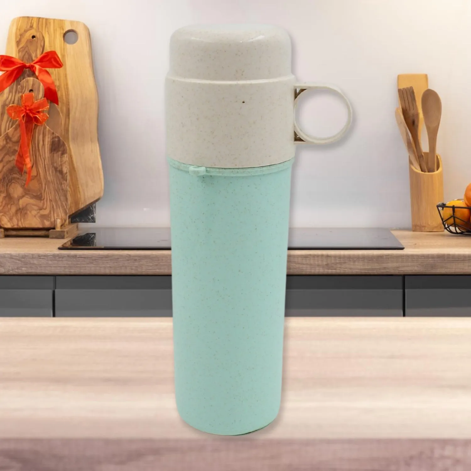 Travel Coffee Cup Portable Water Bottle Wheat Straw Coffee Tea Mug Coffee Mug with Lids for Coffee Tea Portable for School (300 ML Approx)